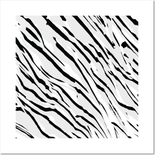 Zebra Print-Retro Modern- Abstract Pattern Square in Black ,White and Blue Posters and Art